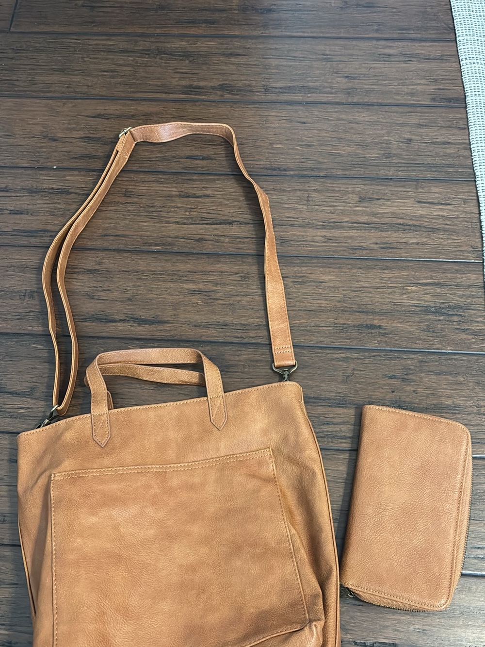 Thirty-One Tan Convertible Tote with Matching Wallet